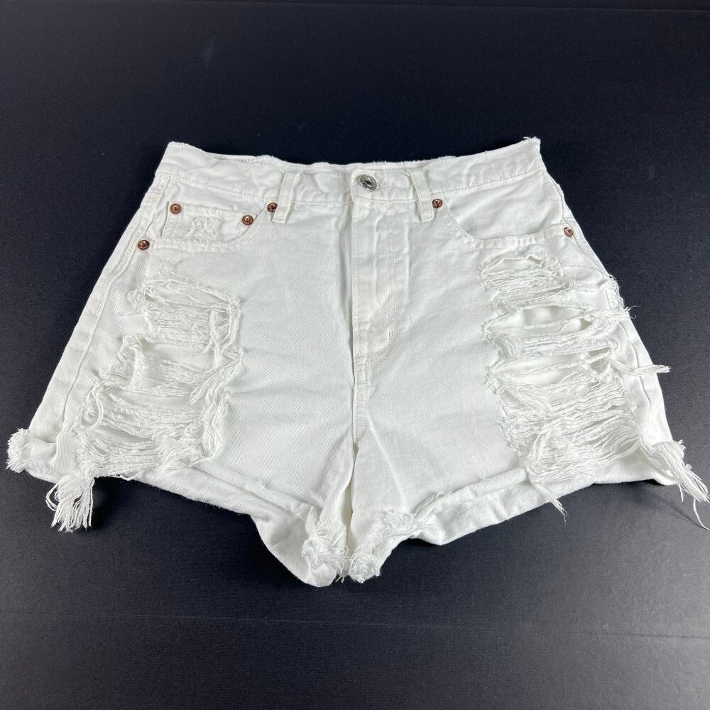 American Eagle Shorts Women's 27* 90s Boyfriend High Rise White Cut Off  Jorts